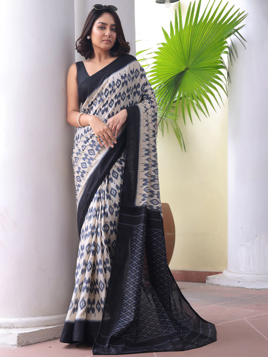 KALINI Pure Cotton Printed Bagru Saree