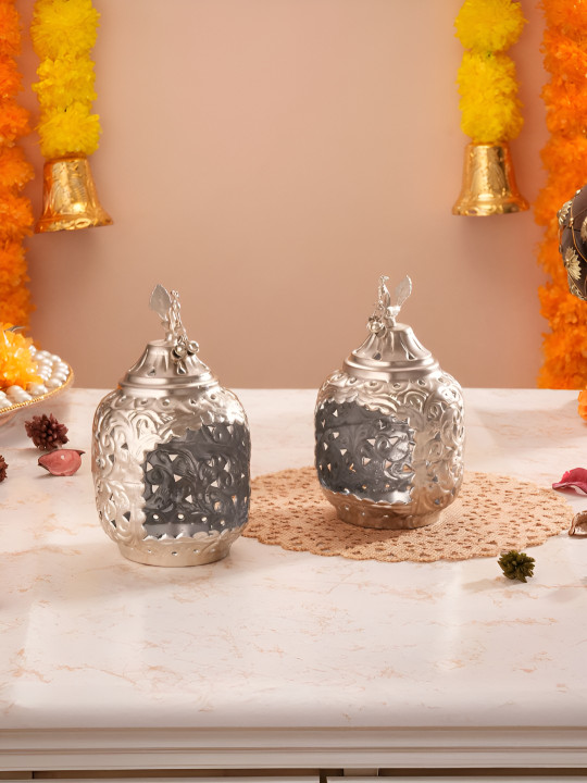 Homspurts Metal 2 Piece Antique Diwali Diyas