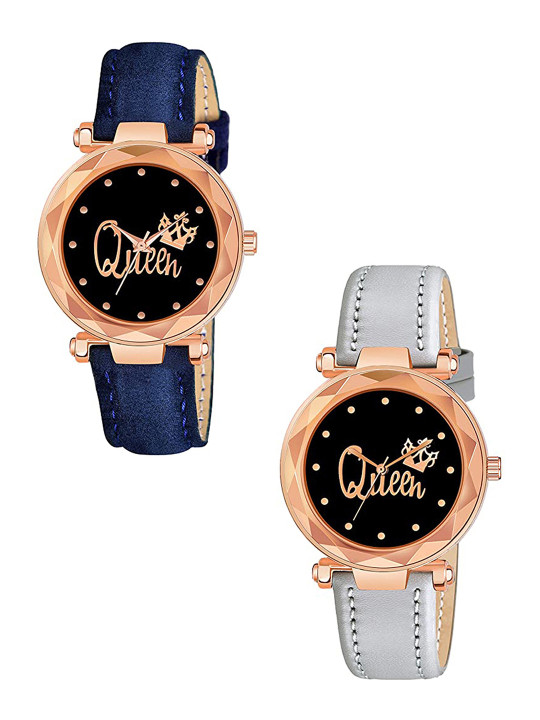 Gopal Shopcart Unisex Pack of 2 Printed Round Tang Regular Analogue Watches-GR379RG