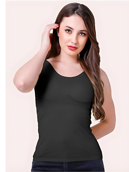 Kilvis Black Nylon Lightly Padded Camisoles