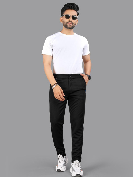 ISUEL FAB Men Black Lycra Trousers