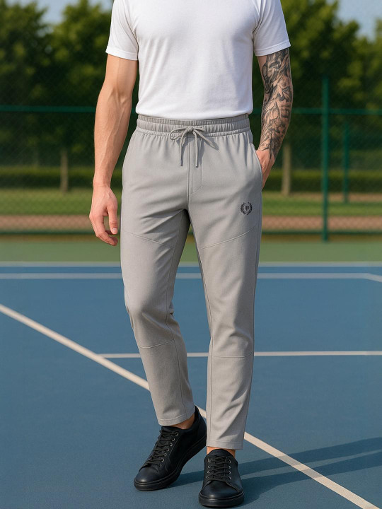 LEE BONEE Men Grey Solid 4 Way Stretch Track Pant