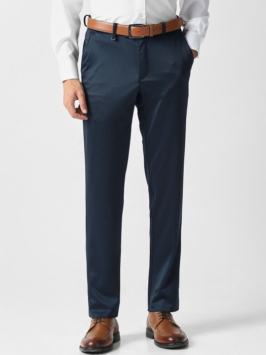 Van Heusen Men Slim Fit Mid-Rise Formal Trousers