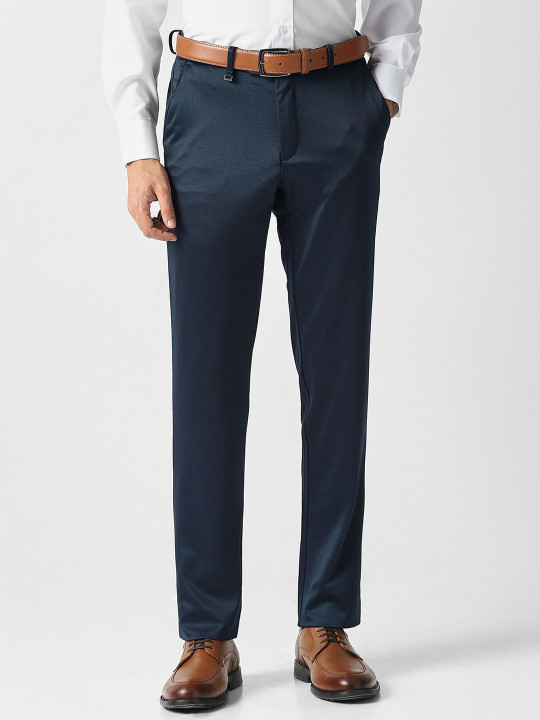 Van Heusen Men Slim Fit Mid-Rise Formal Trousers