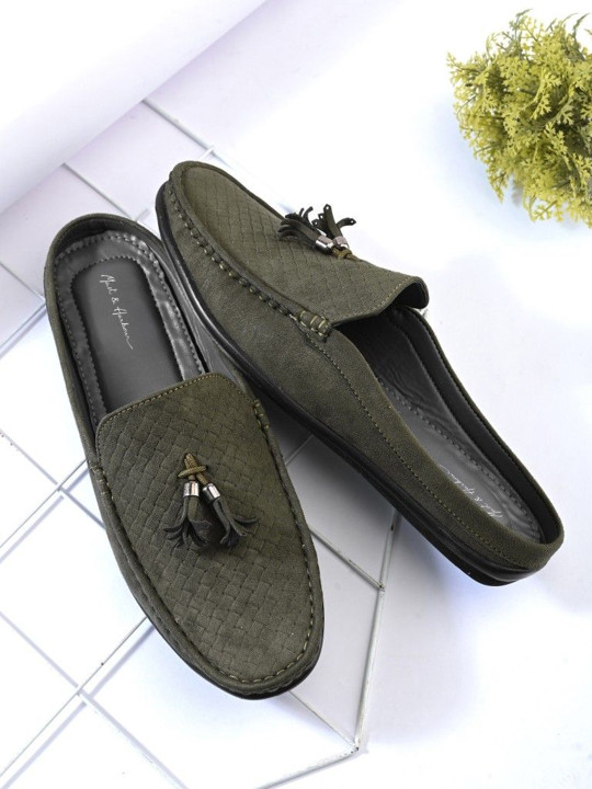 Mast & Harbour Men Round Toe Padded Slip-On Suede Mules