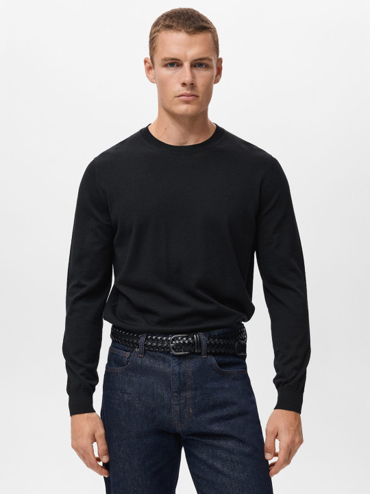 MANGO MAN Round Neck Wool Pullover