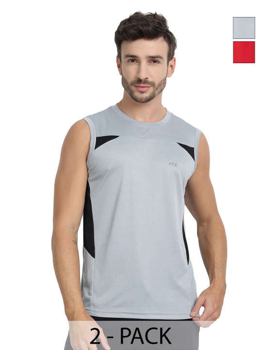 FTX Pack Of 2 Colourblocked Sleeveless Dry Fit T-shirts