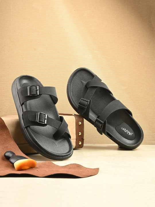 ARIVO Men Striped Regular Sliders