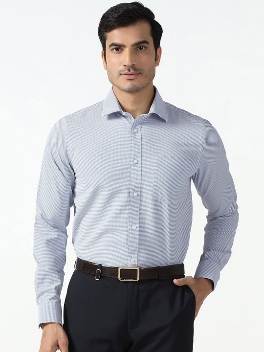 Blackberrys India Slim Fit Textured Spread Collar Formal Shirt