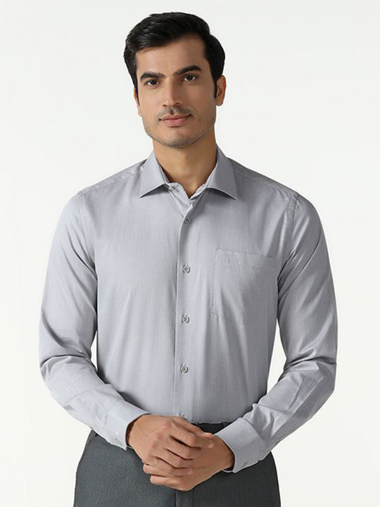 Blackberrys Men India Slim Fit Textured Spread Collar Pure Cotton Formal Shirt