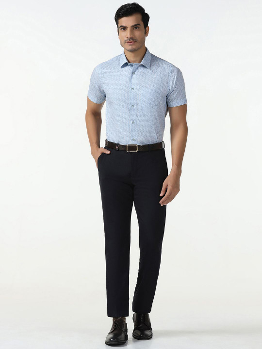 Blackberrys India Slim Fit Printed Spread Collar Pure Cotton Formal Shirt
