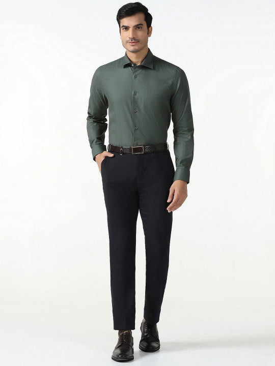 Blackberrys Men India Slim Fit Textured Spread Collar Pure Cotton Formal Shirt