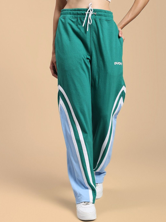 WEARDUDS Women Colourblocked Relaxed-Fit Mid-Rise Track Pant