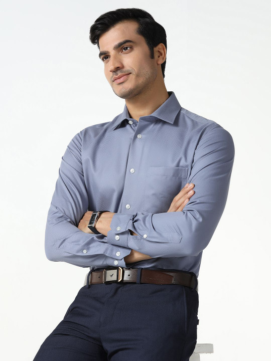 Blackberrys Men India Slim Fit Solid Spread Collar Pure Cotton Formal Shirt