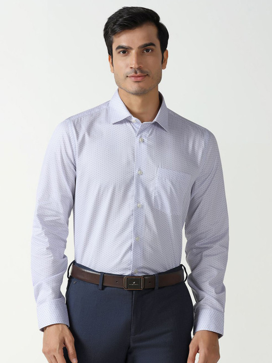 Blackberrys Slim Fit Micro Ditsy Printed Spread Collar Pure Cotton Formal Shirt
