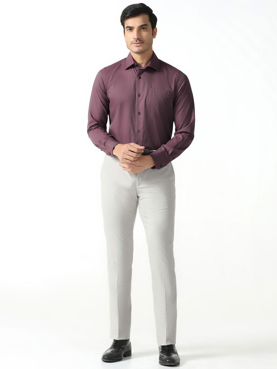 Blackberrys Slim Fit Textured Spread Collar Pure Cotton Formal Shirt