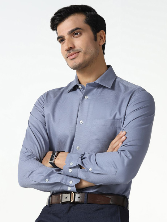 Blackberrys Men India Slim Fit Solid Spread Collar Pure Cotton Formal Shirt