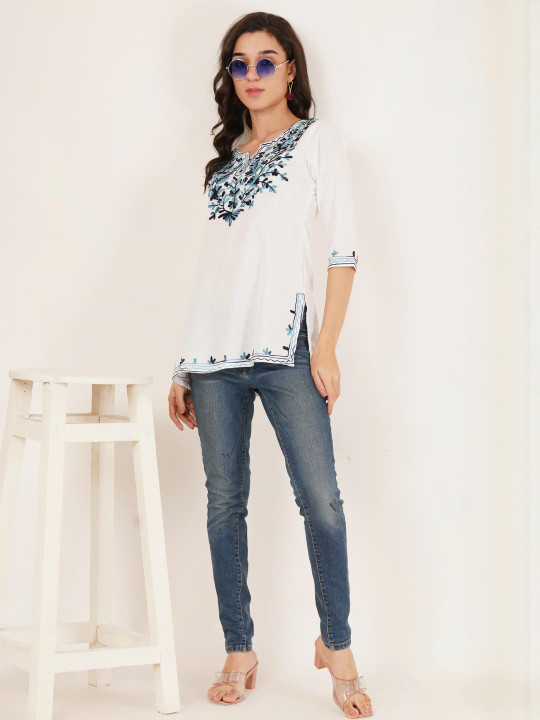 Ethic Glance Women Cotton Embroidered A-Line Kurta