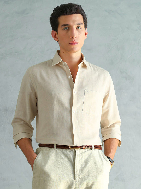 Arrow Men Cotton Linen Slim Fit Shirt