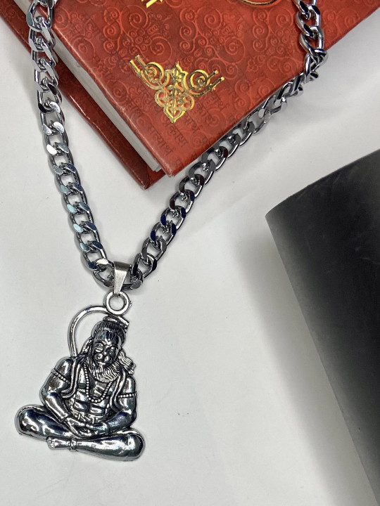 Psight Men Hanuman Ji In Meditation Pendant With Chain