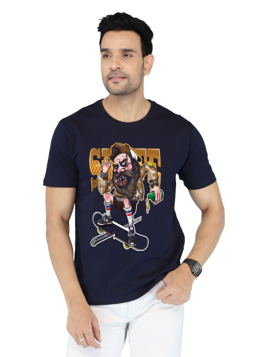 NOBLE HUSTLE Graphic Printed Round Neck Pure Cotton T-shirt