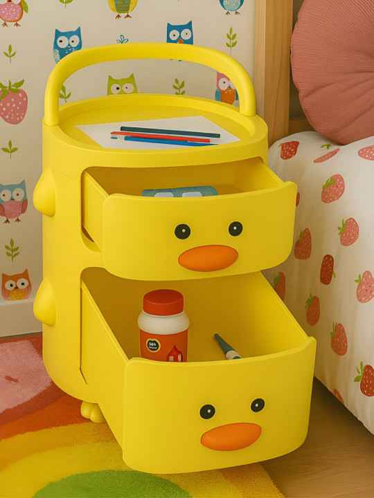 Foldable Plastic Yellow Nightstand