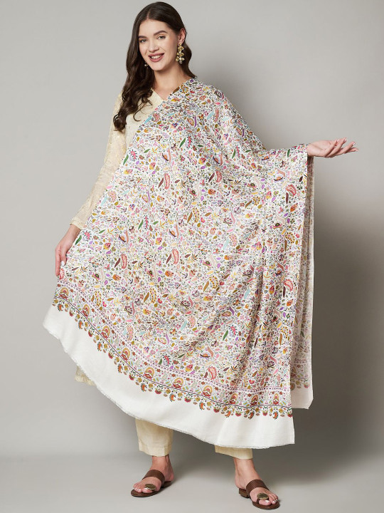 MUFFLY Kalamkari Floral Printed Bamboo Shawl