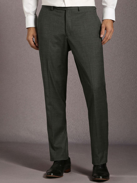 Luxure by Louis Philippe Men Textured Slim Fit Mid-Rise Formal Trousers