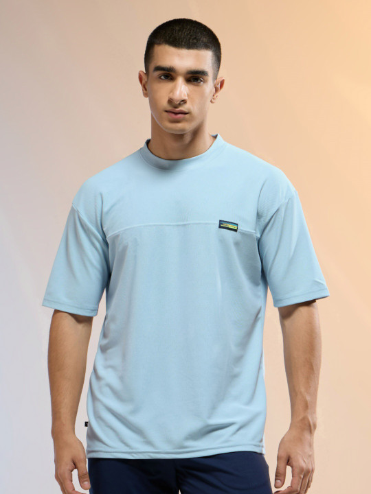 Technosport Men Solid Oversized Round Neck Sports T-shirt with MATPIQ