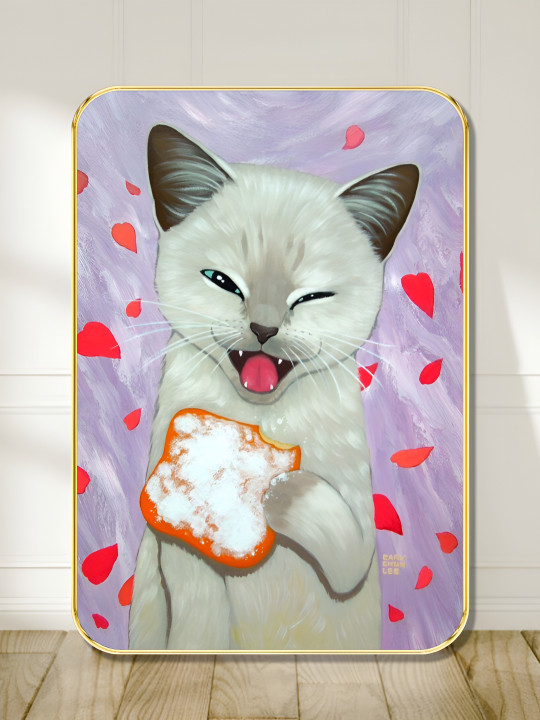 Livin'luxe Green & Purple Funny Cat Wall Art