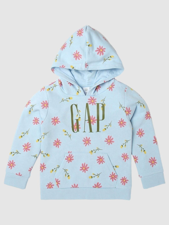 GAP Girls Floral Printed Relaxed-Fit Hooded Sweatshirt