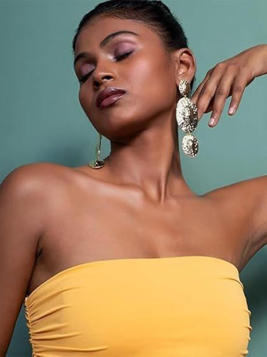 MINJI AND CO. Gold Plated Oval Shaped Drop Earrings