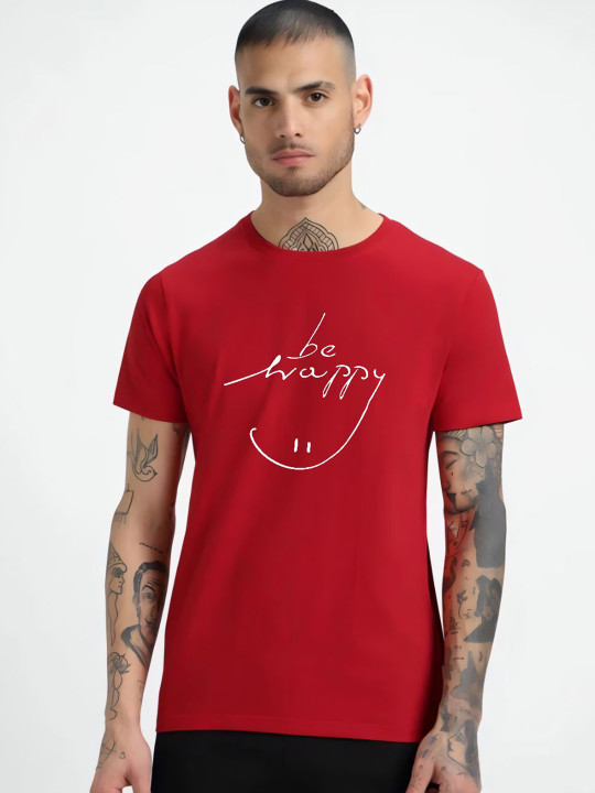 HESHA Typography Round Neck Printed Pure Cotton T-shirt