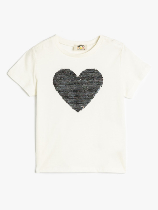 Koton Girls Graphic Applique Pure Cotton T-shirt
