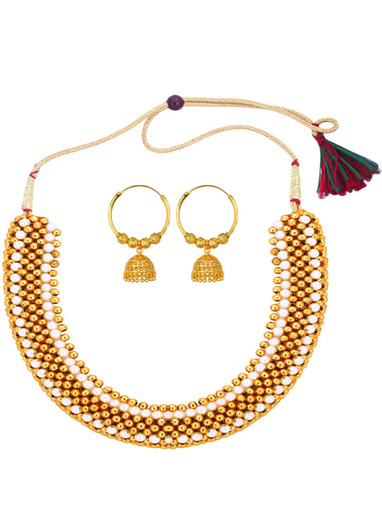 Heer Collection 1gm Gold n Micron Plated Beaded Jewellery Set