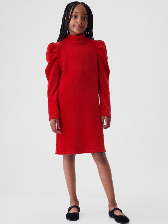GAP Girls Ribbed Mock Neck A-Line Knee Length Dress