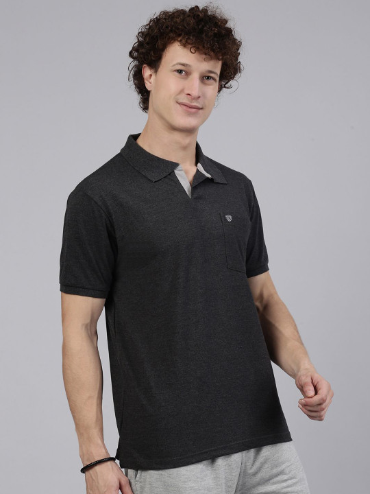 Lux Cozi Men Solid Polo Collar Cotton T-shirt