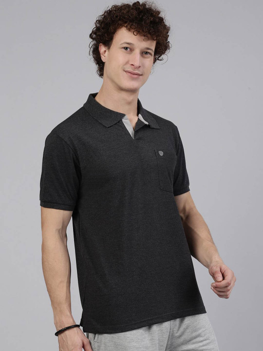 Lux Cozi Men Solid Polo Collar Cotton T-shirt