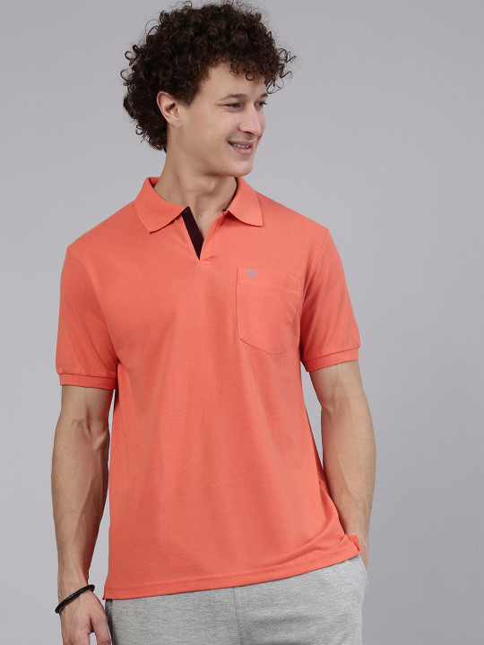 Lux Cozi Men Solid Polo Collar Cotton T-shirt