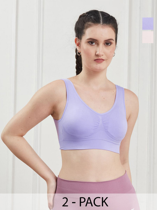 SECRETS BY ZEROKAATA Women Pack of 2 Assorted Lightly Padded Sports Bra