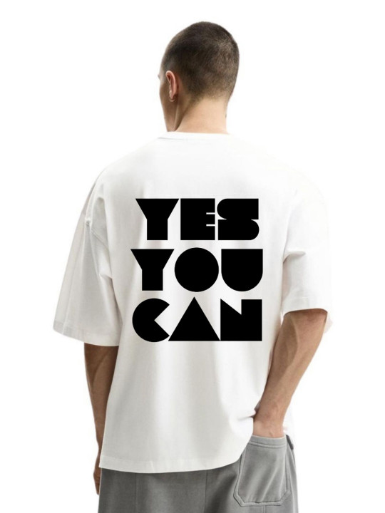 Fashnobic Men Typography Printed Round Neck Cotton Oversized T-shirt