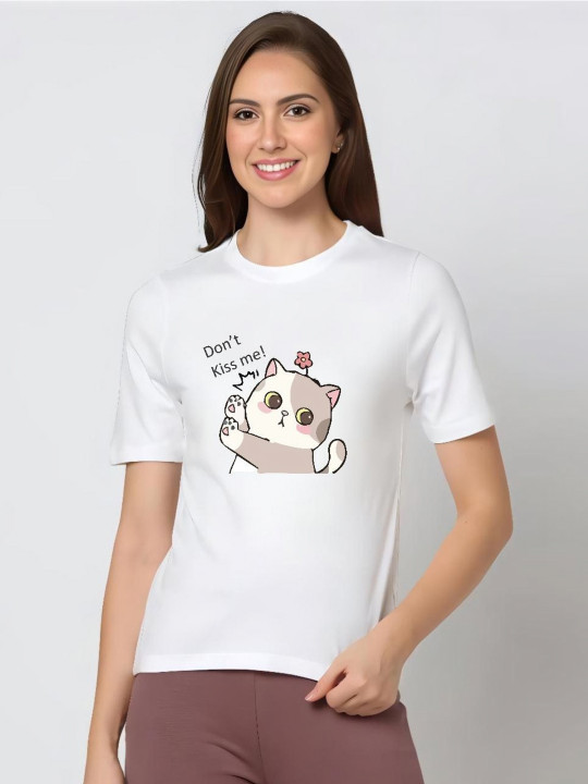 HESHA Women Graphic Printed Round Neck Regular Fit T-shirt
