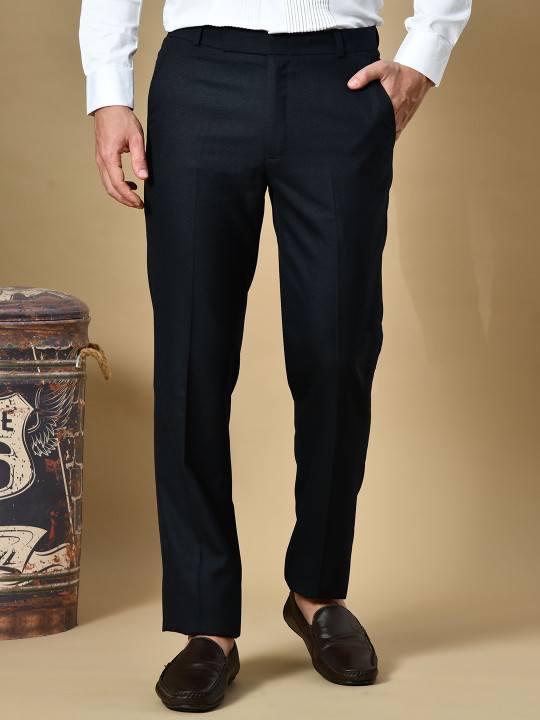 DESIGN UP Men Comfort Slim Fit Wrinkle Free Formal Trousers