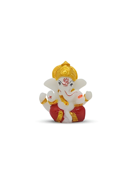 Rare Planet White & Red Lord Ganesh Religious Idol Showpiece