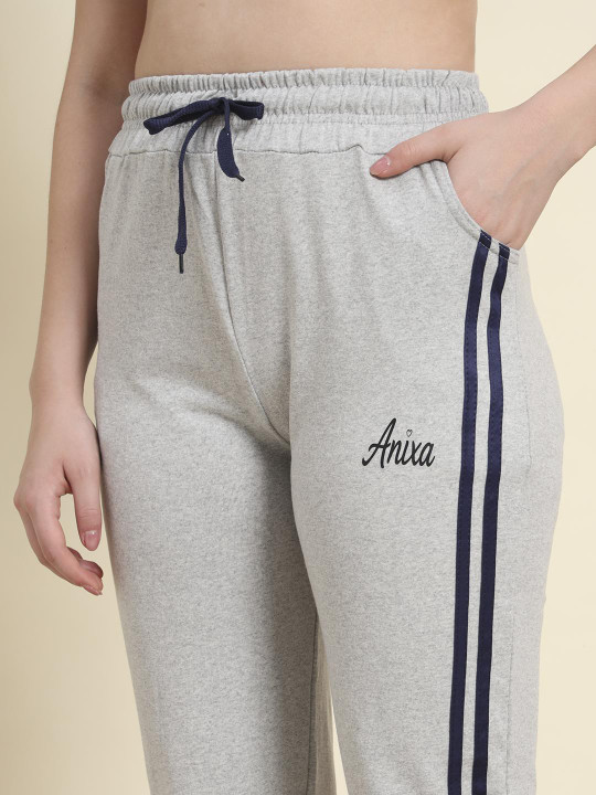 FIT N FAME Women Pack of 2 Striped Cotton Track Pants