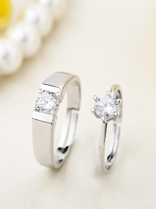 Ringzinnie Set Of 2 American Diamond Studded Adjustable Finger Rings