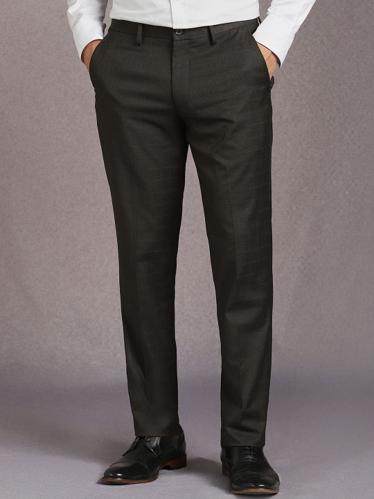 Louis Philippe Men Slim Fit Textured Formal Trousers