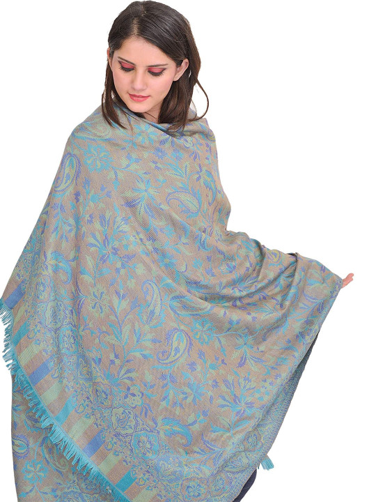 Exotic India Women Floral Woven Design Shawl