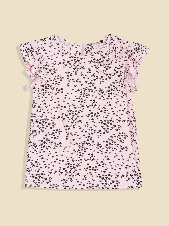 Allen Solly Junior Girls Abstract Printed Round Neck Cotton Top