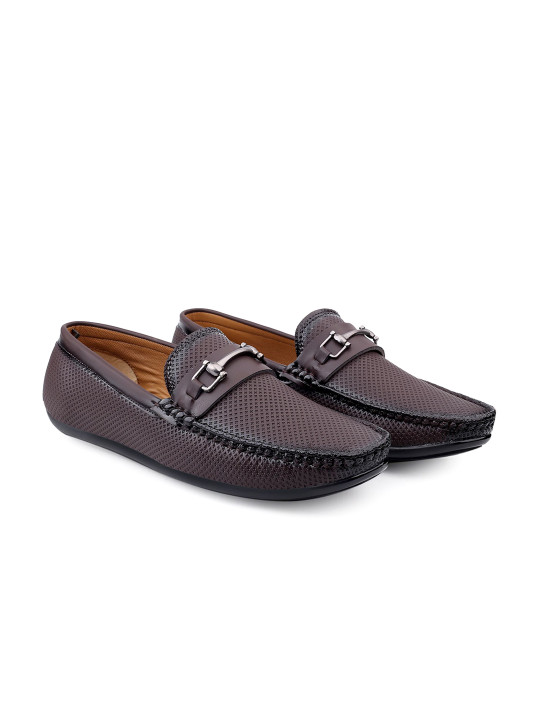 Bonexy Men Textured Round Toe Loafers